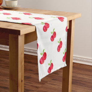 Chemin De Table Court Pommes rouges fruits jardiner aquarelle nourriture