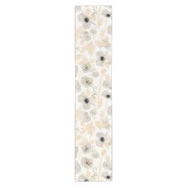 Chemin De Table Court Poppies Aquarelle gris jaune Floral