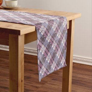 Chemin De Table Court Prune et lavande modernes de motif de plaid