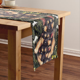 Chemin De Table Court Puppy Pile Table Runner