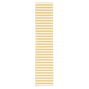 Chemin De Table Court Rayures horizontales larges jaunes et blanches à