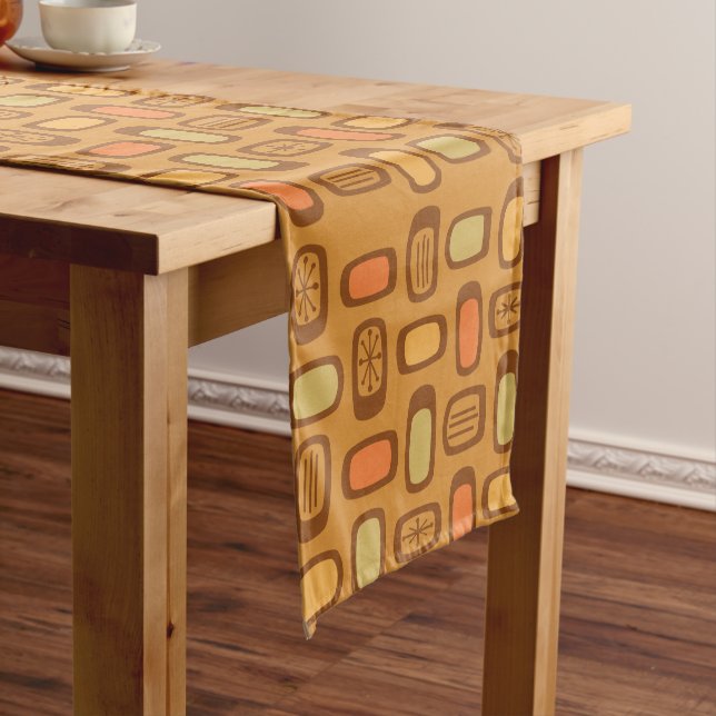 Chemin De Table Court Rectangles arrondies MCM du milieu du siècle (In Situ)