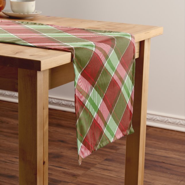 Chemin De Table Court Red Green Classic Noël Jour férié modèle Plaid (In Situ)