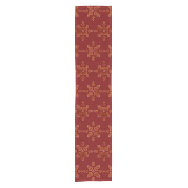 Chemin De Table Court Red Minimal South Indian Kolam Design (Devant)