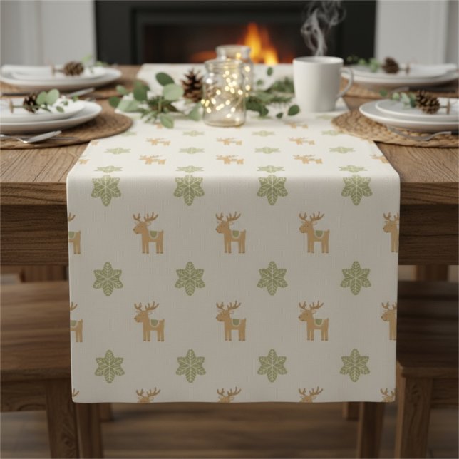 Chemin De Table Court Reindeer Christmas Table Runner Holiday (Créateur téléchargé)