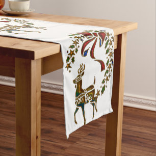 Chemin De Table Court Reindeer de Noël et étoiles