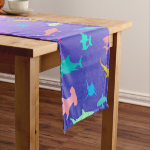 Chemin De Table Court Requin coloré sous la mer School Party