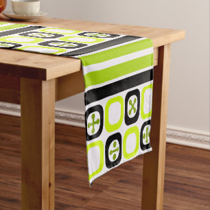 Chemin De Table Court Retro Atomique Carrés lignes Chartreuse