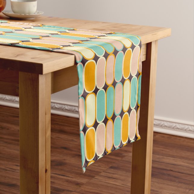 Chemin De Table Court Retro geometric pattern with vertical ovals (In Situ)