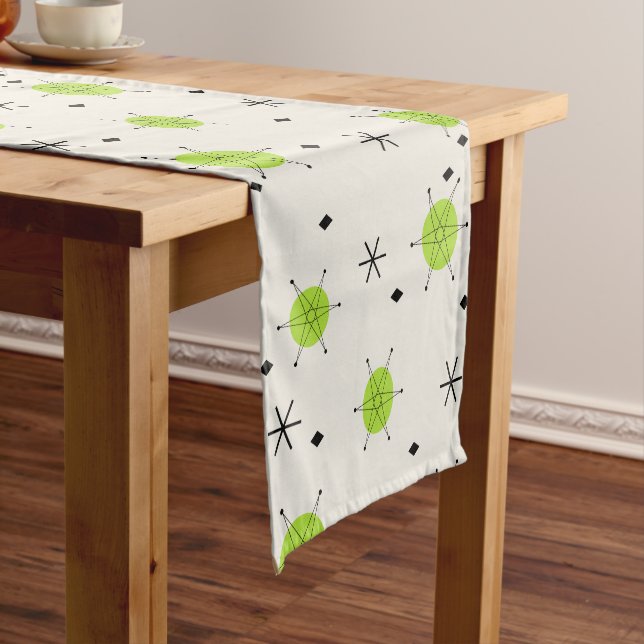 Chemin De Table Court Retro Mid Mod Starburst Sky Chartreuse (In Situ)