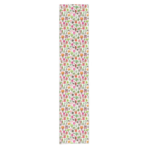 Chemin De Table Court rétro motif de hibou d'arbre rose de feuille