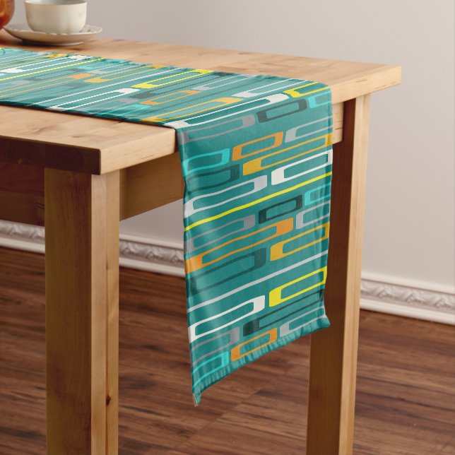 Chemin De Table Court Roches plates du milieu du siècle rétro Turquoise (In Situ)