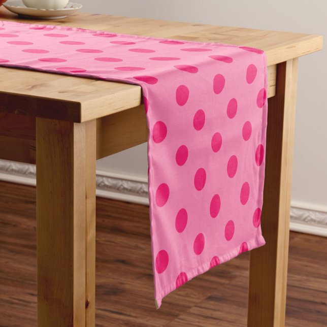 Chemin De Table Court Rose Chaud Sur Pois Rose Design Motif (Créateur téléchargé)