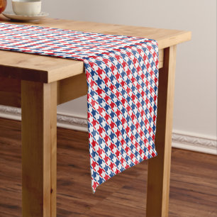 Chemin De Table Court Rouge blanc et bleu Motif de base répétitive