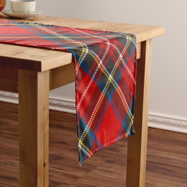 Chemin De Table Court Royal Stewart Modern Jacquard Tartan Plaid  (In Situ)