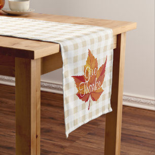 Chemin De Table Court Russe Automne Feuille orange et blanc Plaid Donner