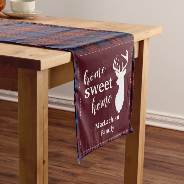 Chemin De Table Court Rusti Plaid Tartan Christmas Clan MacLachlan (In Situ)