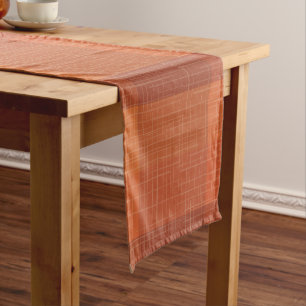 Chemin De Table Court Rustique Orange Automne Plaid Tartan