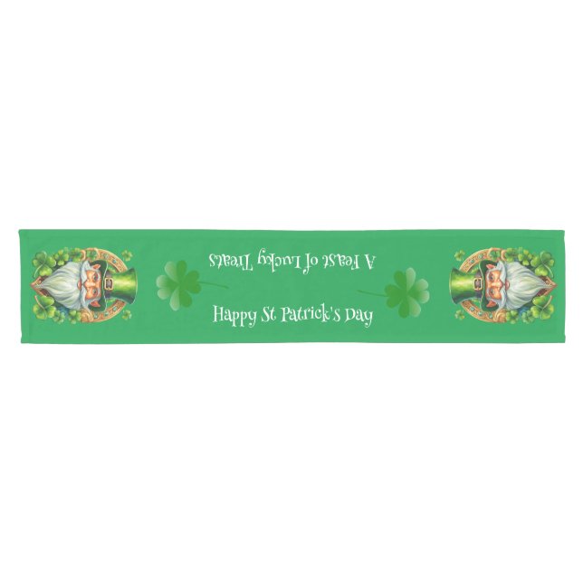 Chemin De Table Court Shamrock & Leprechauns Saint Patrick's Day (Horizontal)
