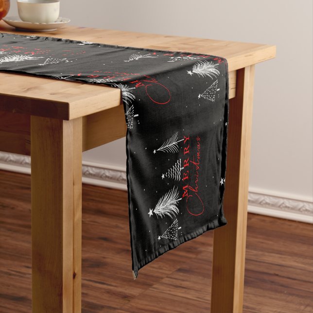 Chemin De Table Court Simple Elegant Christmas Pine Tree | Black (In Situ)