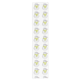 Chemin De Table Court Snowman portant une écharpe jaune