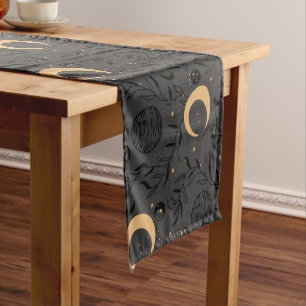 Chemin De Table Court Soleil céleste et Motif de lune