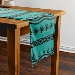 Chemin De Table Court Southwestern Design Turquoise Et Black Table Runne