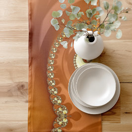 Chemin De Table Court Spirale fractale dégradé orange or abstrait