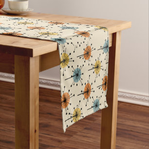 Chemin De Table Court Spoutnik Starburst Fleurs Retro