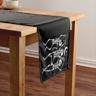 Chemin De Table Court Squelette dansant Joyeux Halloween Crâne d'automne
