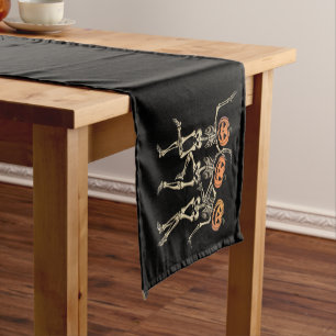 Chemin De Table Court Squelette de citrouille d'Halloween Saison Sombre