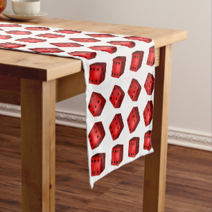Chemin De Table Court Style Bunco Red Dice de Rolled Sixes