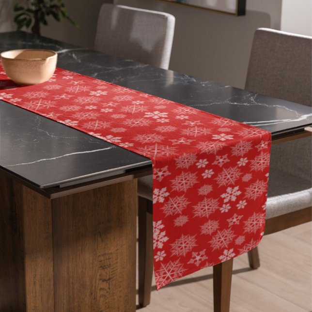 Chemin De Table Court Stylish (Red Snowflake table runner)
