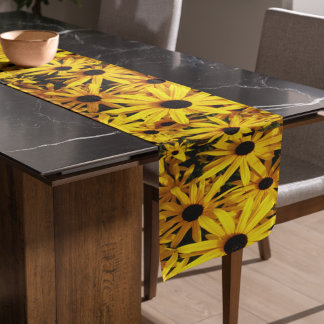 Chemin De Table Court Susans jaune orné noir floral