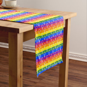 Chemin De Table Court Symbole féminin Motif arc-en-ciel