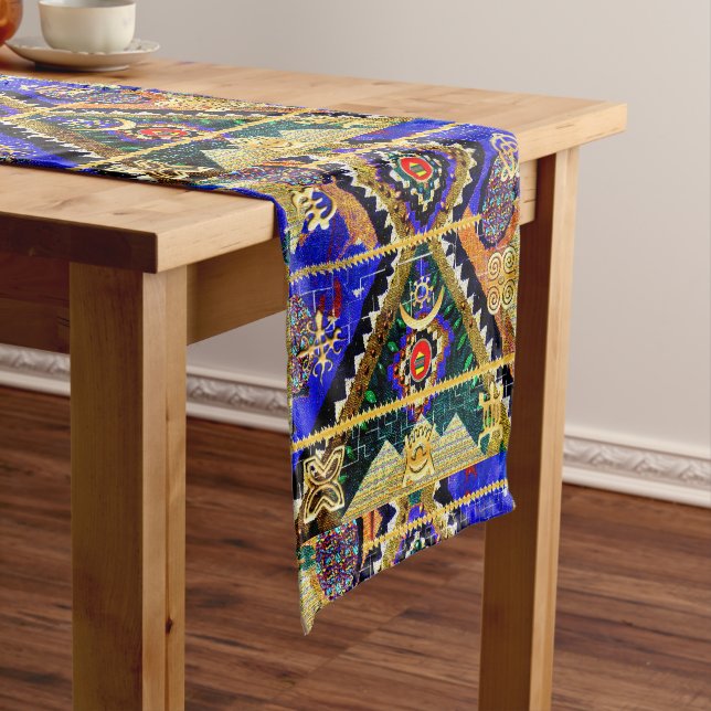 Chemin De Table Court Symboles afrocentriques Abstraits (In Situ)
