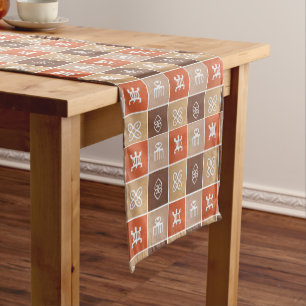 Chemin De Table Court Symboles géométriques tribaux africains ethnique