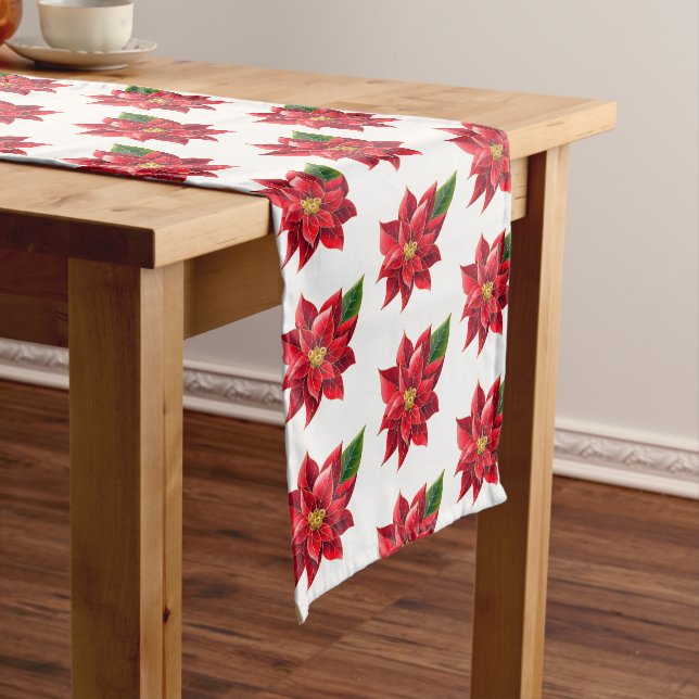 Chemin De Table Court Table Runner Noël Poinsettia (In Situ)