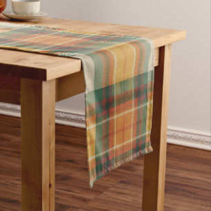 Chemin De Table Court Tartan à carreaux de récolte d'automne chaud