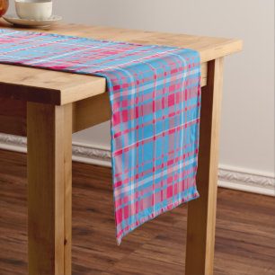Chemin De Table Court Tartan bleu et rouge
