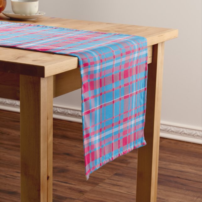 Chemin De Table Court Tartan bleu et rouge (In Situ)