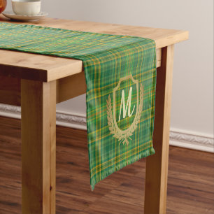 Chemin De Table Court Tartan vert enrichi (Plaid) personnalisé