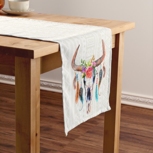 Chemin De Table Court Taureau blanc Motif (In Situ)