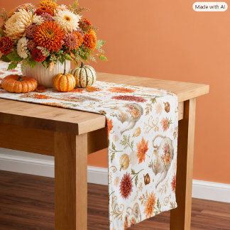 Chemin De Table Court Thème de théière d'automne aux motifs de citrouill