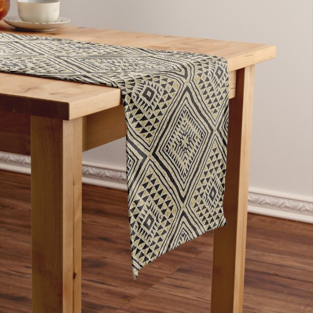 Chemin De Table Court Tissu de boue africain (In Situ)