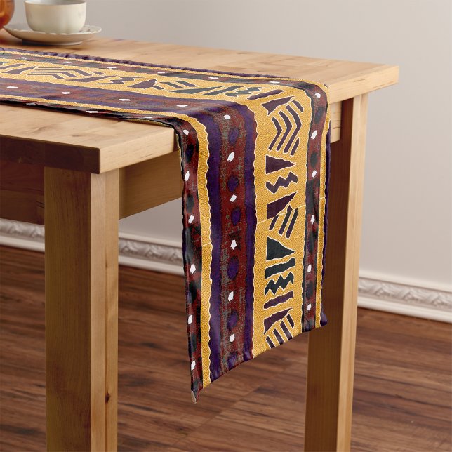 Chemin De Table Court Tissu de boue africain contemporain (Créateur téléchargé)