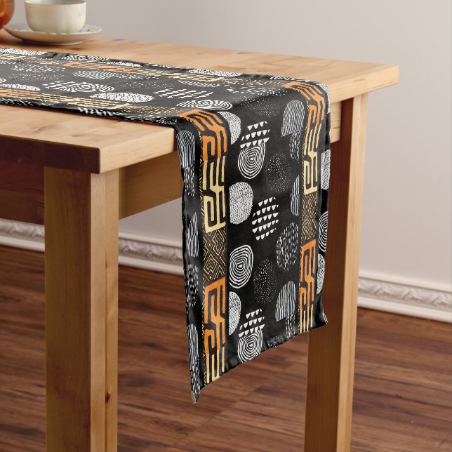 Chemin De Table Court Tissu de boue Tribal Africain (In Situ)