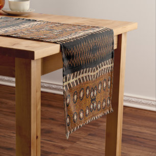 Chemin De Table Court Tissu motif tribal boue Imprimer