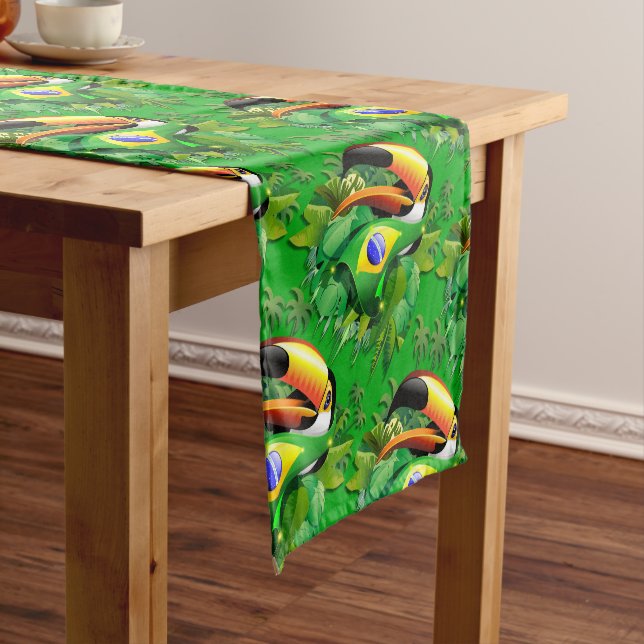 Chemin De Table Court Toco Toucan avec drapeau brésilien (In Situ)