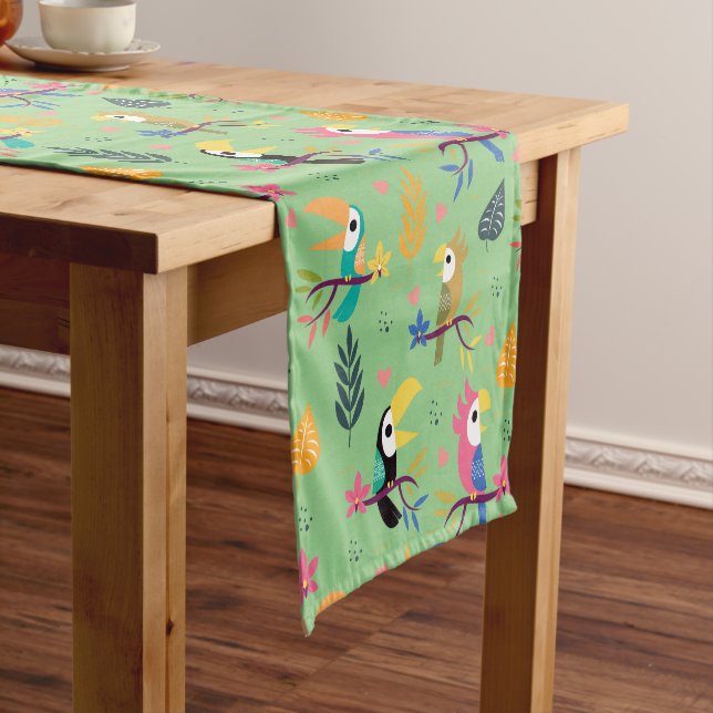 Chemin De Table Court Toucans et perroquets (In Situ)